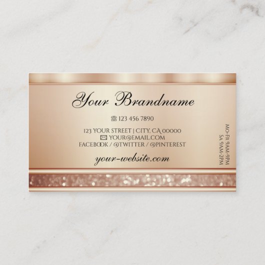 Karakteristiek Roos Gouden Glitter Diamanten en Lo Visitekaartje (Achterkant)