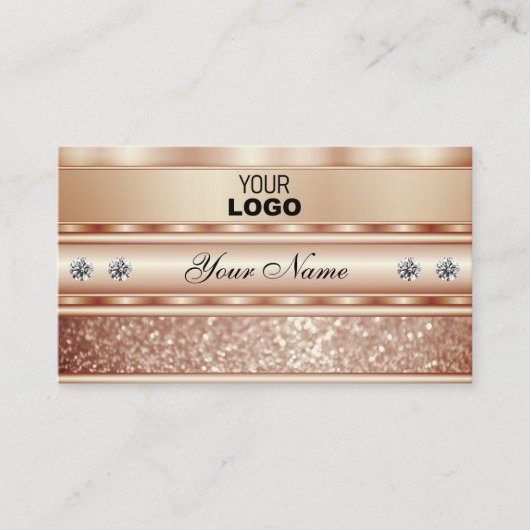 Karakteristiek Roos Gouden Glitter Diamanten en Lo Visitekaartje (Voorkant)