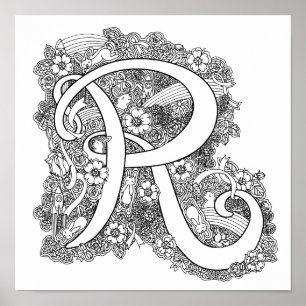 Karakteristiek voor letter R-monogram in poster