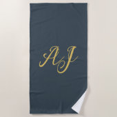 Karakteristieke Gouden Kleur Monogram Professionel Strandlaken (Voorkant)