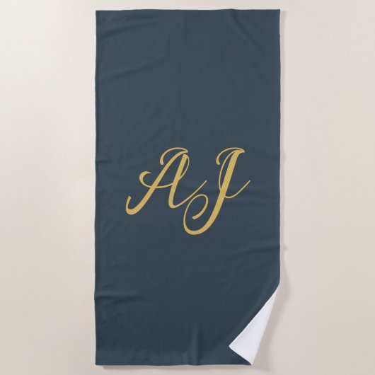 Karakteristieke Gouden Kleur Monogram Professionel Strandlaken (Voorkant)
