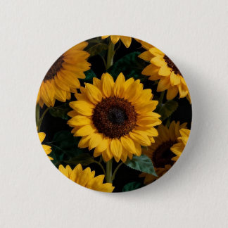 Karakteristieke zonnebloemspeld ronde button 5,7 cm