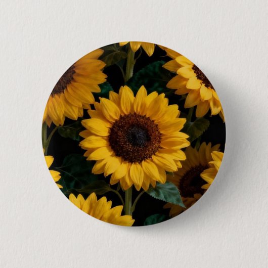Karakteristieke zonnebloemspeld ronde button 5,7 cm (Voorkant)