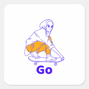 Karakterontwerp Digitale Kunst Grafisch T-shirt Co Vierkante Sticker