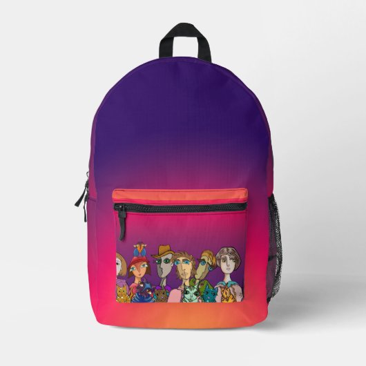 Karakters en hun Katten Milling About Bedrukte Rugzak (Voorkant)