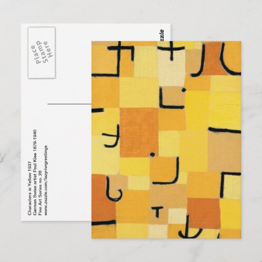 Karakters van het Gele Abstracte Paul Klee Briefkaart (Voorkant / Achterkant)