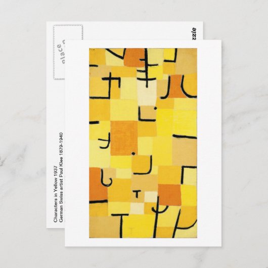 Karakters van het Gele Abstracte Paul Klee Briefkaart (Voorkant / Achterkant)