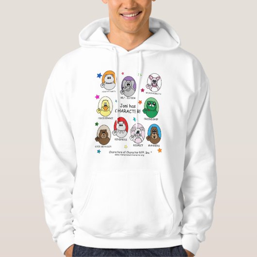 Karakters van tekenafkomst hoodie (Voorkant)