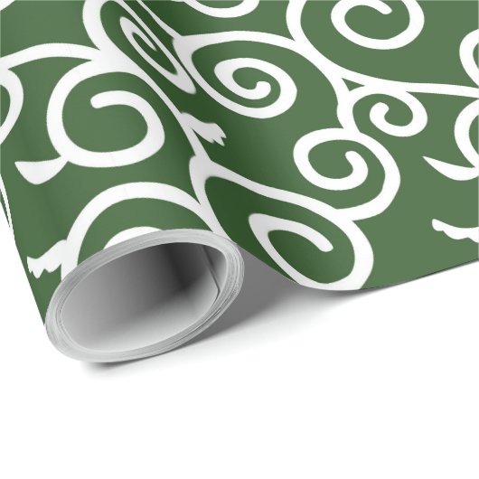 Karakusa Japans winnend Plant groen patroon Cadeaupapier (Rol Hoek)