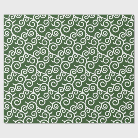 Karakusa Japans winnend Plant groen patroon Cadeaupapier (Vlak)