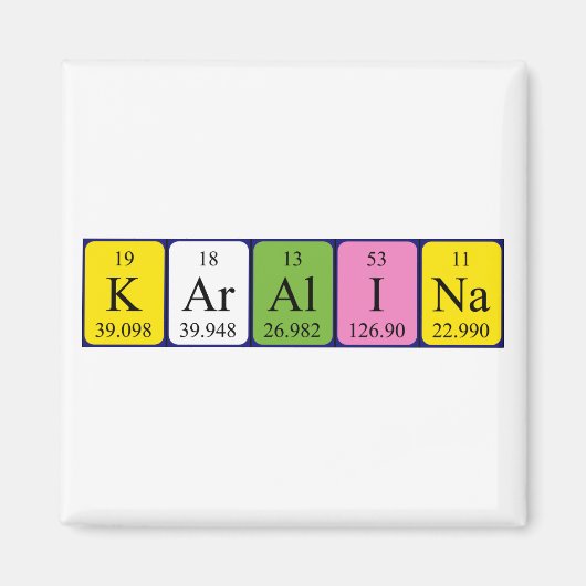 Karalina periodiek table name magnet (Voorkant)