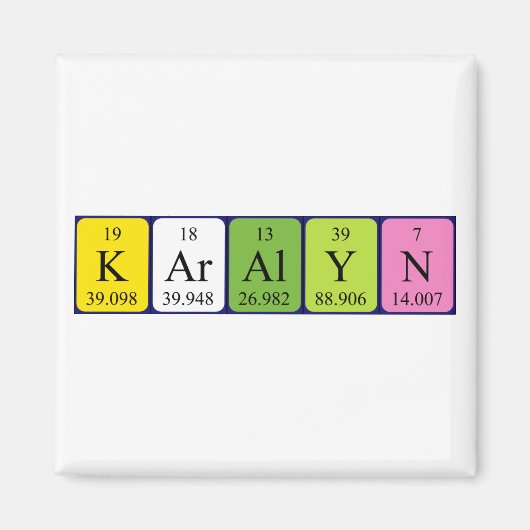 Karalyn periodieke table name magnet (Voorkant)