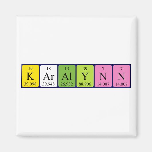 Karalynn periodieke tabelnaam magnet (Voorkant)