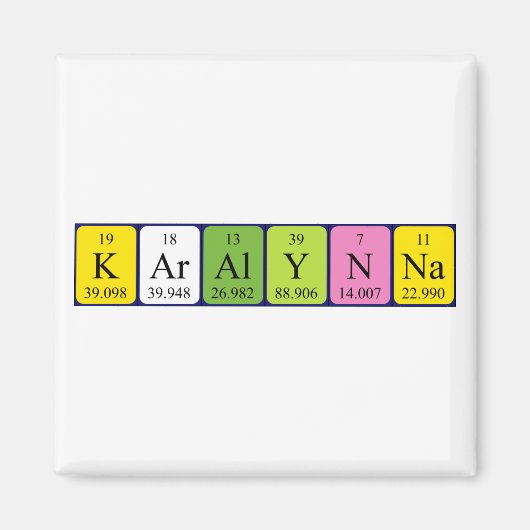 Karalynna periodieke table name magnet (Voorkant)