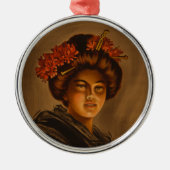 Karama: Japanse Romance Geisha-actrice Metalen Ornament (Voorkant)