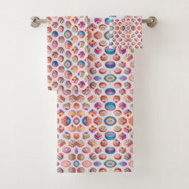 Karamel Bloemen Kleurrijk Gepersonaliseerd Patroon Bad Handdoek