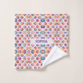 Karamel Bloemen Kleurrijk Gepersonaliseerd Patroon Bad Handdoek (Wasdoekje)