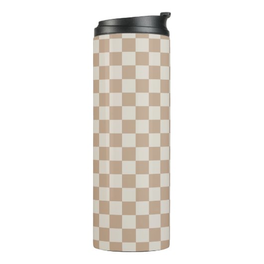 Karamel Bruin Geruit Bruin Karamel Patroon Thermosbeker (Gedraaid links)