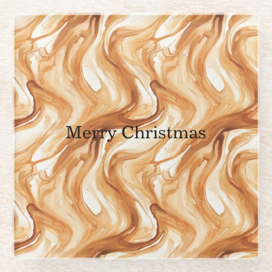 Karamel Carmel Candy Krullen Kerstmis Glazen Onderzetter (Voorkant)