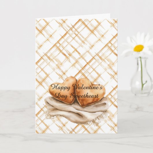 Karamel Crème Strepen Hart Kussens Deken Liefde Kaart (Kleine Plant)