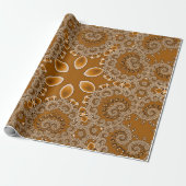 Karamel Fractal Kantwerk Cadeaupapier (Uitgerold)