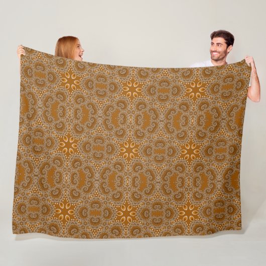 Karamel Fractal Kantwerk Fleece Deken (In situ)