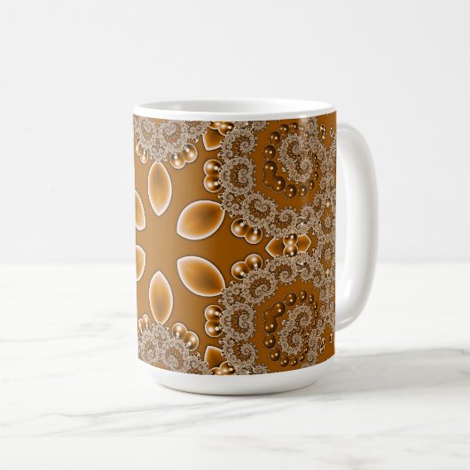 Karamel Fractal Kantwerk Koffiemok (Voorkant rechts)