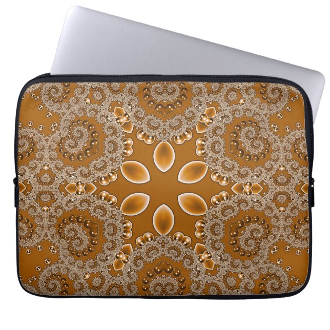 Karamel Fractal Kantwerk Laptop Sleeve (Voorkant)