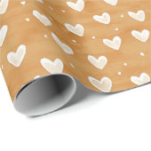 Karamel Harten Kerstmis Cadeaupapier (Rol Hoek)