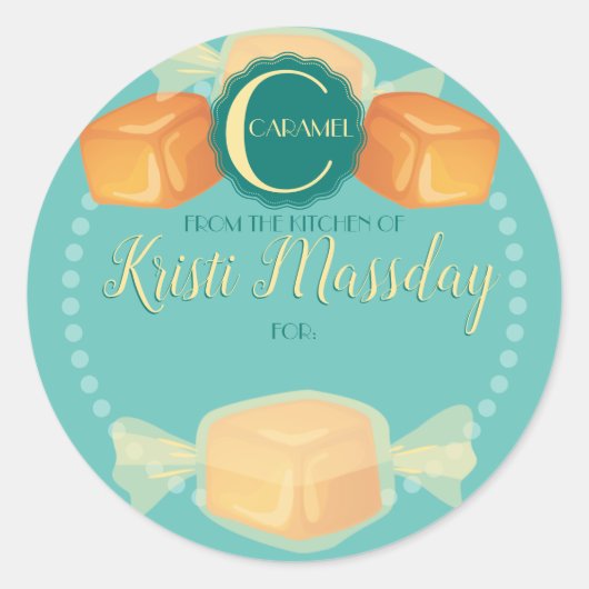Karamel karmel zelfgemaakt snoep tot Kerstmis van Ronde Sticker (Voorkant)