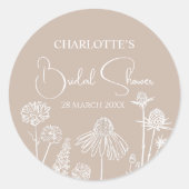 Karamel Wildflower Schetste Bloemen Ronde Sticker (Voorkant)