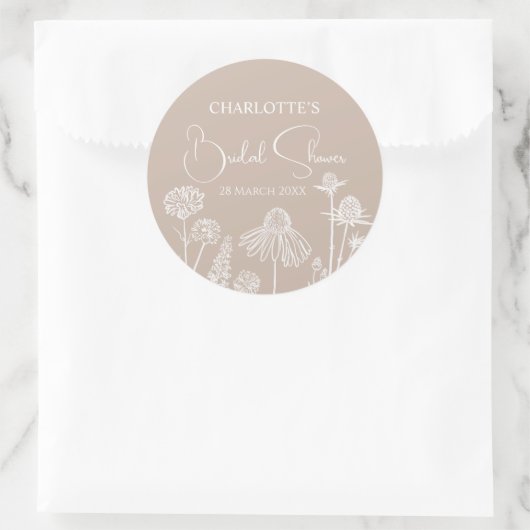 Karamel Wildflower Schetste Bloemen Ronde Sticker (Tas)