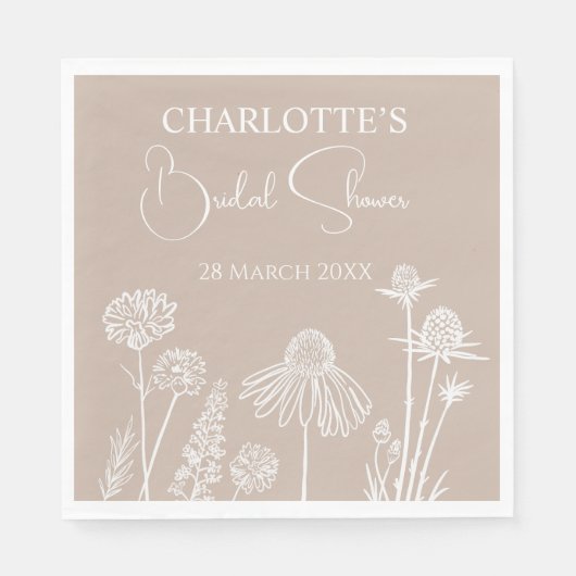 Karamel Wildflower Schetste Bloemen Servet (Voorkant)