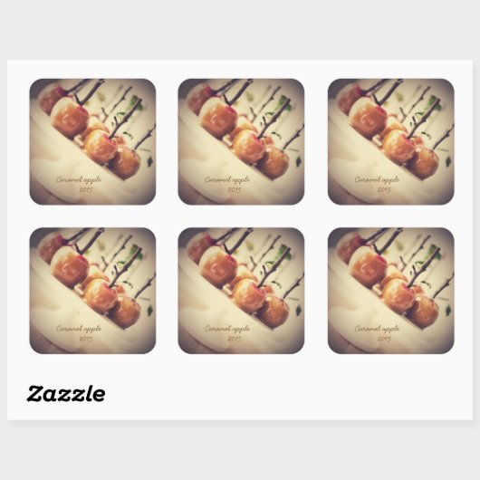 karamelappel vierkante sticker (Vel)