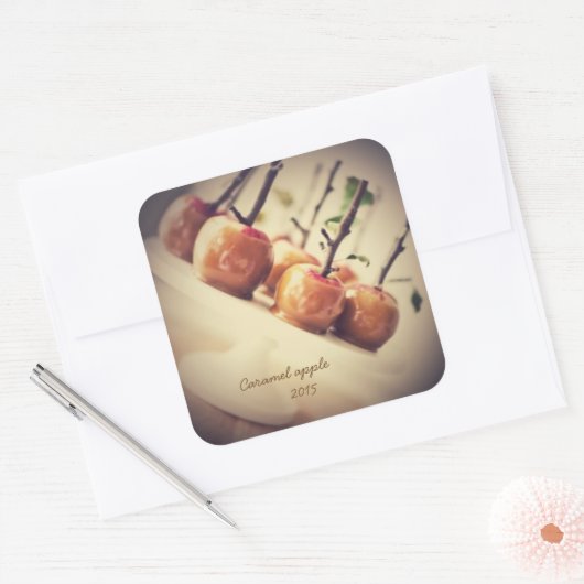 karamelappel vierkante sticker (Envelop)