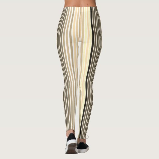 Karamelbruin met zwarte en witte streep leggings (Achterkant)