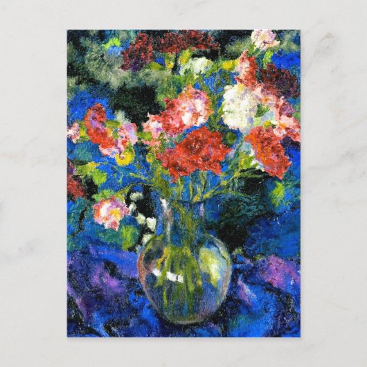 Karanjers in een ronde glazen vaas briefkaart (Voorkant)