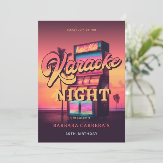 Karaoke 30e verjaardag Retro Party Kaart (Staand voorkant)