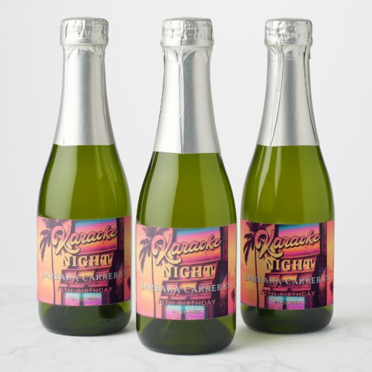 Karaoke 30e verjaardag Retro Party Sparkling Wijnetiket (Flessen)
