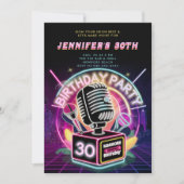 Karaoke 90s Neon Glow Millennial 30e verjaardag Kaart (Voorkant)