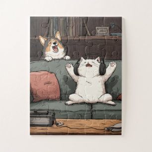Karaoke-avond - Cat & Corgi Puzzel