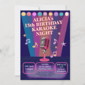 Karaoke avondfeest tiener verjaardag tiener kaart (Voorkant)