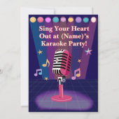 Karaoke avondfeest tiener verjaardag tiener kaart (Achterkant)