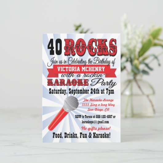 Karaoke Birthday Party Poster Style Uitnodiging (Staand voorkant)