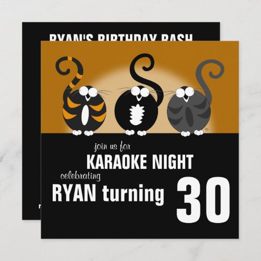 Karaoke Birthday Uitnodiging (Voorkant / Achterkant)