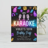 Karaoke Birthday Uitnodiging | Karaoke-partij (Staand voorkant)