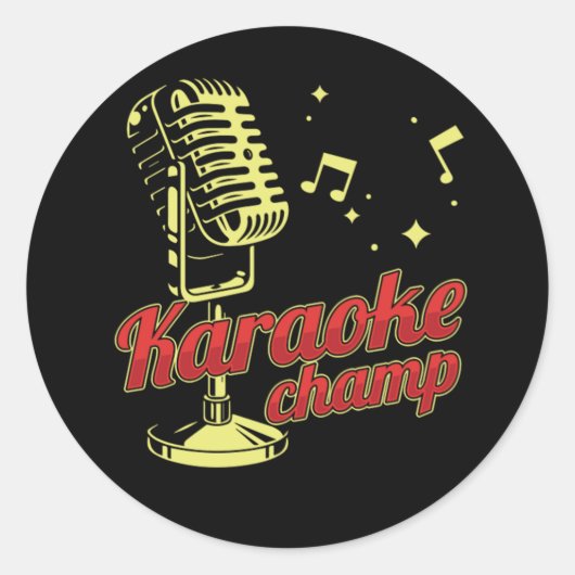 Karaoke Champ Microphone Muzieknoten Singing Gift Ronde Sticker (Voorkant)