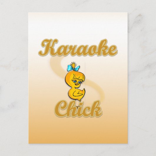 Karaoke Chick Briefkaart (Voorkant)