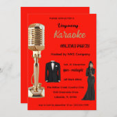 Karaoke Christmas Party  Invite Aankondiging (Voorkant / Achterkant)