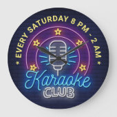 Karaoke Club Neon Let Illustration, Custom Text Grote Klok (Voorkant)